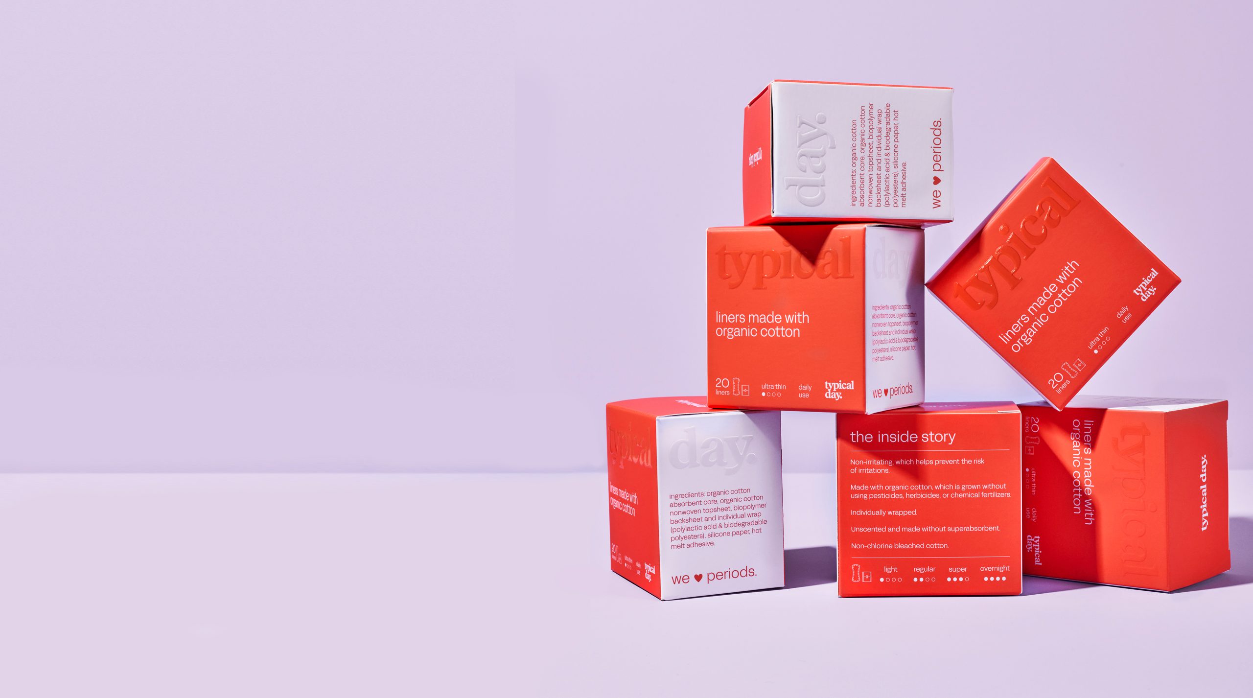 Typical Day Pantiliners’ Bright Red Packaging Leans Into the Humor of Periods